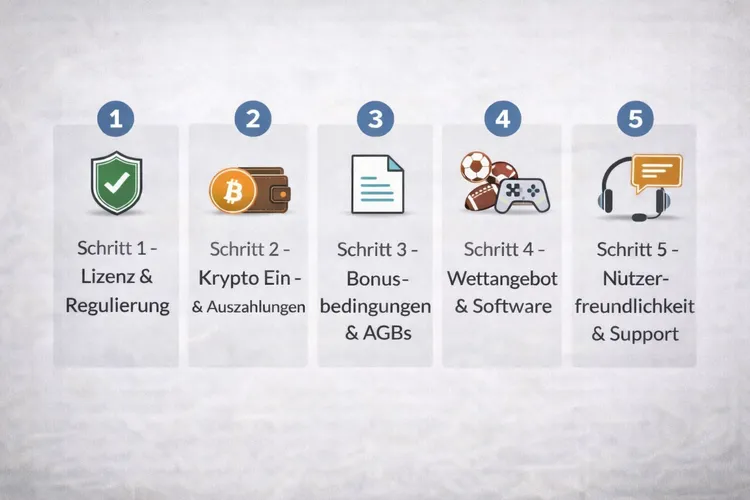 Bewertungskriterien für Krypto-Casinos und Buchmacher