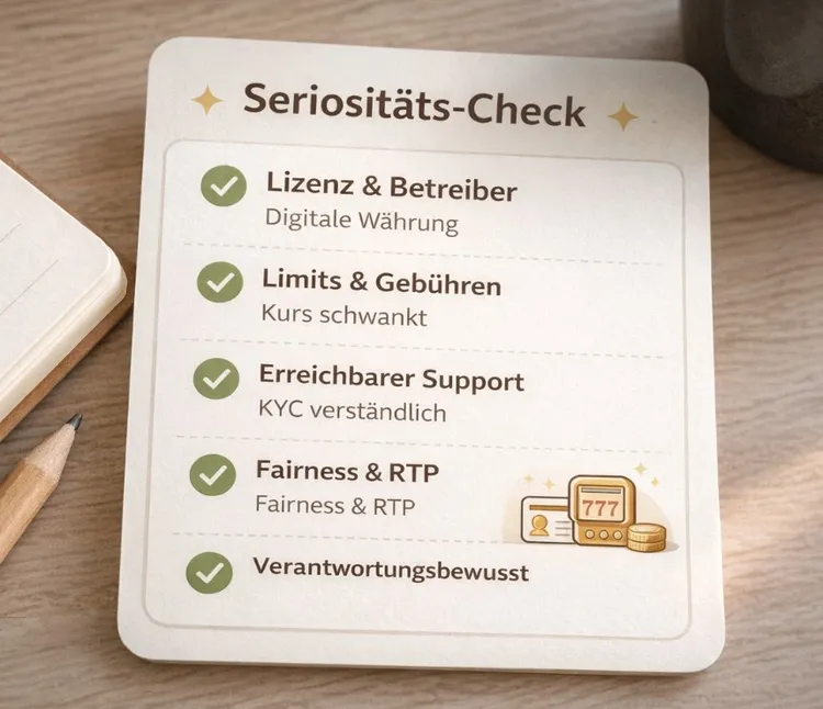 Checkliste - Lizenz, Limits, Gebühren, Support, KYC und Responsible Gambling als Seriositätsmerkmale