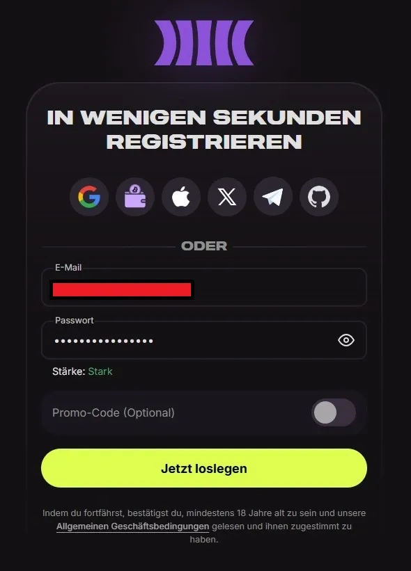 Cloudbet Registrierung