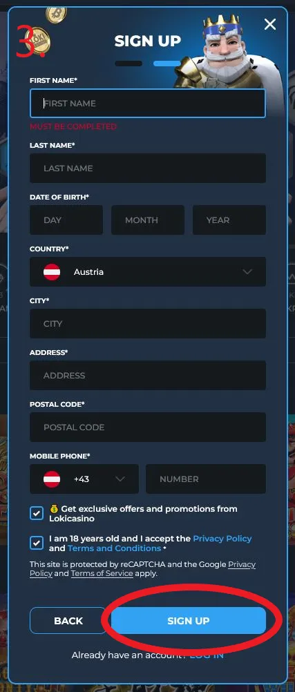 Loki Casino Registration 3
