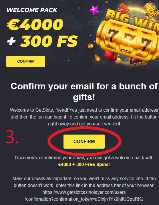 GetSlots E-Mail Conformation