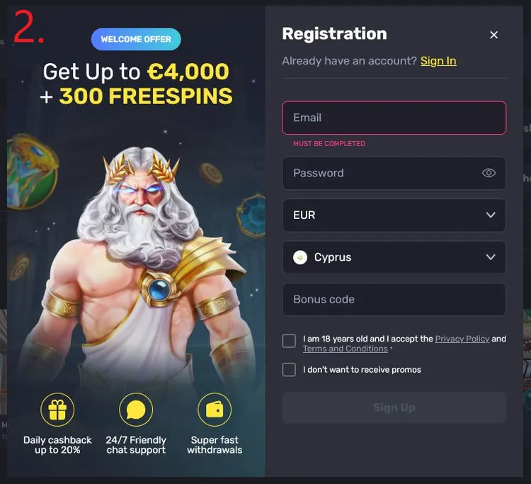 Getoslots Registration Form