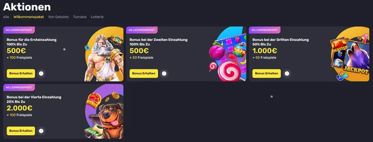 Getslots Willkommensbonus