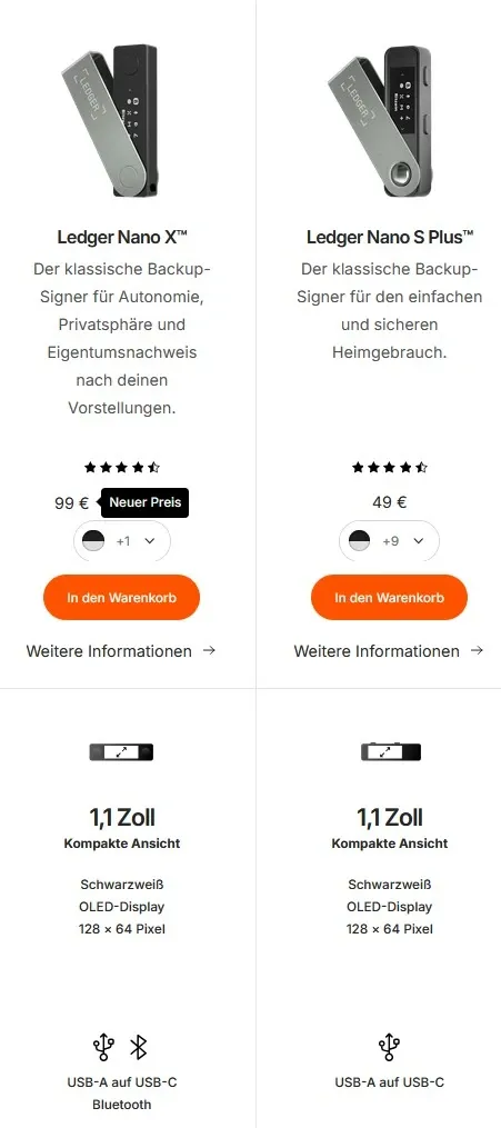 Ledger Nano s Plus vs Ledger Nano X