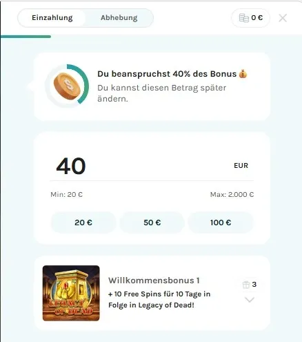 Luckydays Einzahlungsbonus