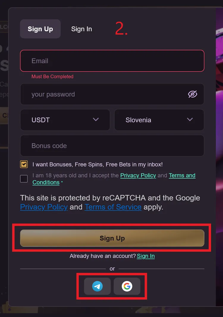 PlayBet Registration 2