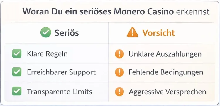 Seriöses Monero Casino erkennen