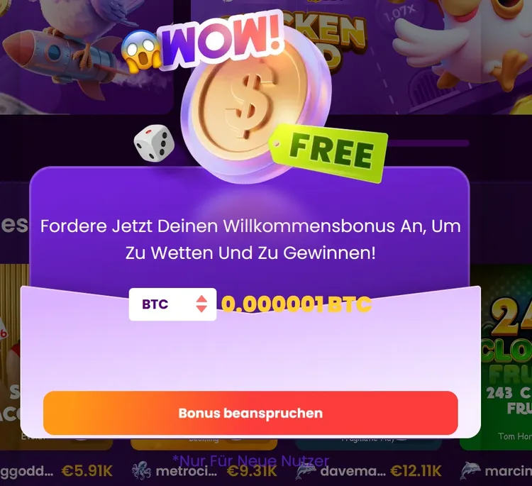 TrustDice Registrierungsbonus