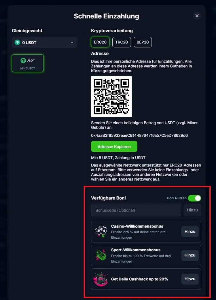 bets.io Registrierung 2 Bonusauswahl