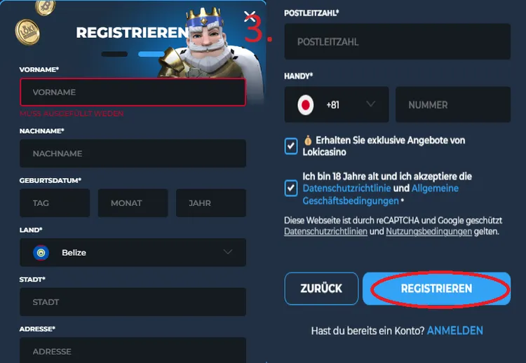Loki Casino Anmeldung 3