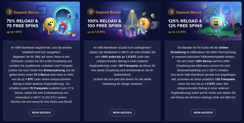 Bonusbereich im mBit Casino