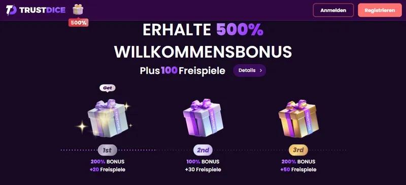 Willkommenspaket: drei Einzahlungen